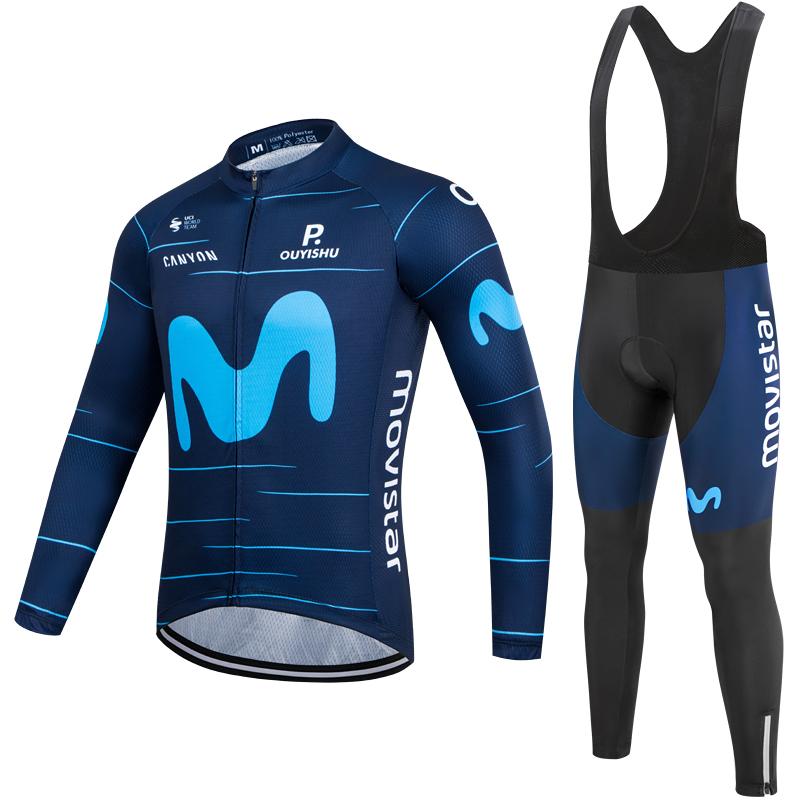 Tour De France, Strap Long Sleeve Cycling Suit Set Winter Warm Fleece Cycling Shirt Cycling Top Pants