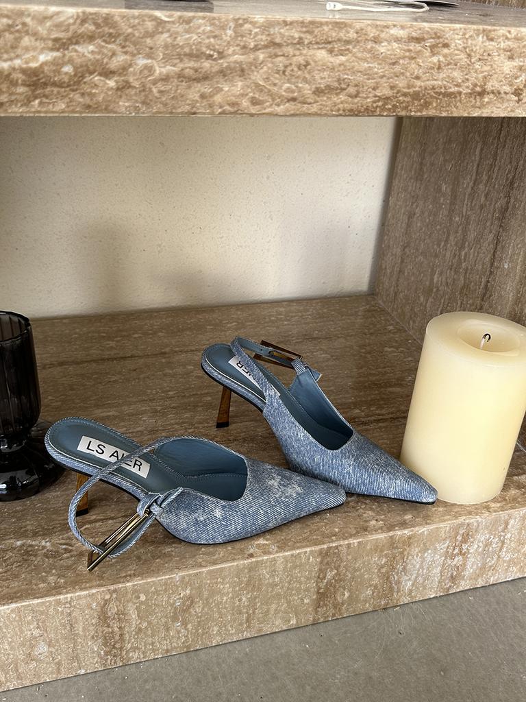 Мода Модные женские босоножки с острым носком Летние туфли Женские тонкие высокие каблуки Ремень с пряжкой на шпильке Сексуальные офисные туфли-лодочки 39