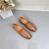 Johnature Genuine Leather Shallow Flat Shoes Round Toe Soft Sole Loafers Casual Solid Color Women's Slip-on Shoes