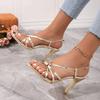 Sandals, Women's New Summer Gold Open Toed One-piece High-heeled Sandals, Fashionable and Sexy Slim Heel Fashion Sandals