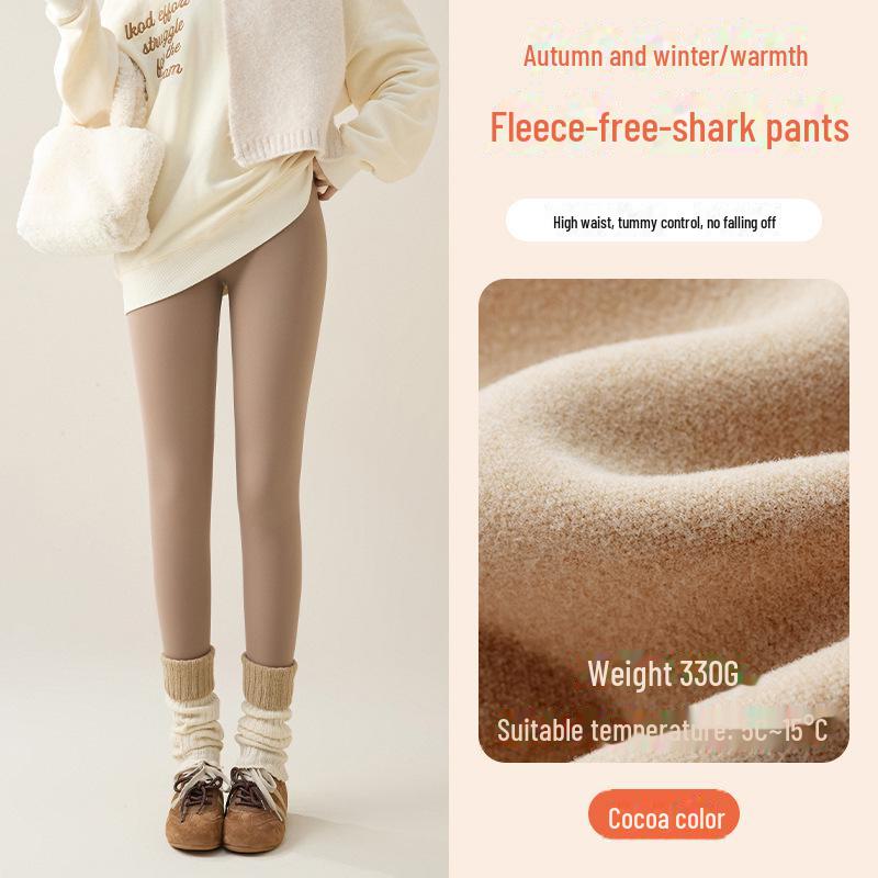 Женские плюшевые леггинсы: Утепленные брюки из овчины и хлопка 2024 года на осень и зиму.