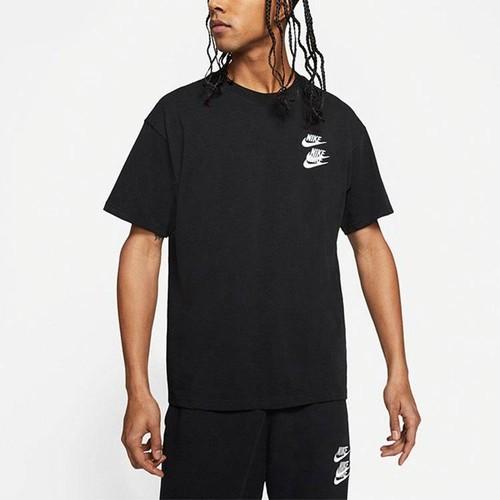 Nike Мужская футболка с коротким рукавом, черный цвет, с американским ретро-логотипом из трех полосок