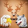 Креативная модель головы орла, волка, оленя, строительные блоки, подвеска для животных, настенный декор, настенная скульптура, игрушка для домашнего декора