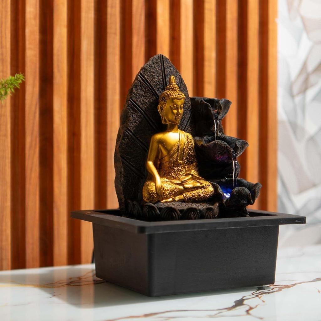 Mini Meditating Buddha Water Fountain for Table Decor, Gift Items, Indoor Home Décor