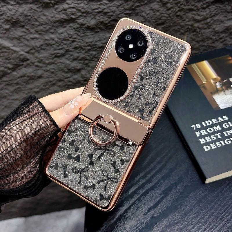 P50 Pocket 2 Case Foldable Phone Cover Full Protection Shockproof Electroplated PC Shell With Glitter Hinge