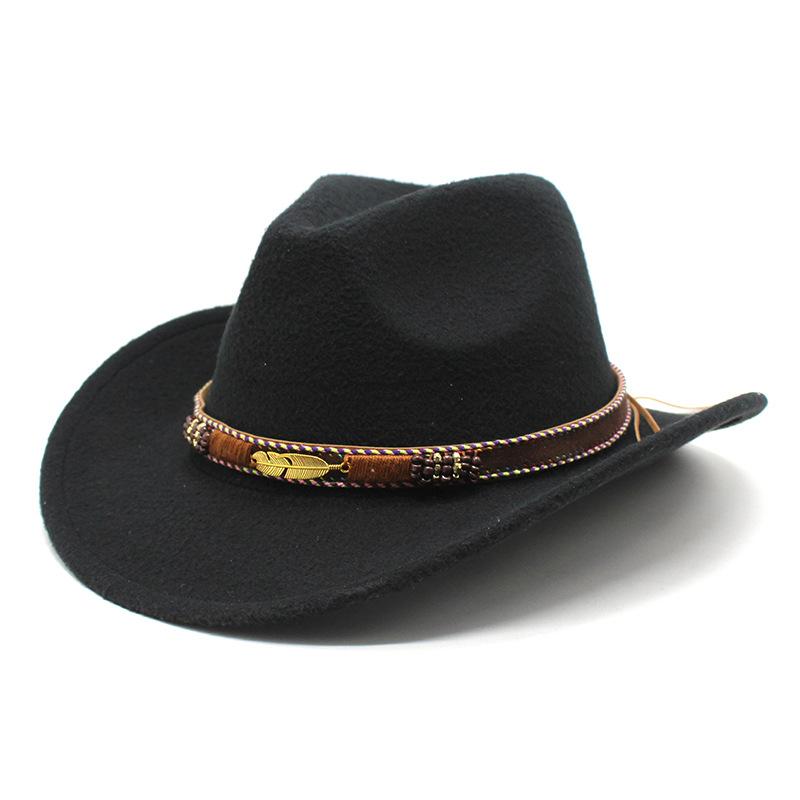 Tibetan Top Hat Minority Style Metal Feather Western Cowboy Top Hat Men And Women Couple Hat Felt Hat