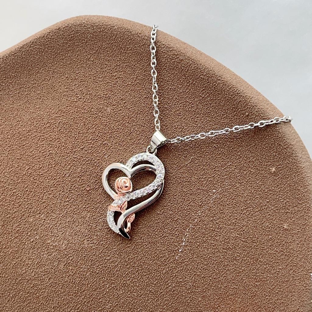 Обернутое сердце двухцветная роза кулон ювелирное изделие простое ожерелье