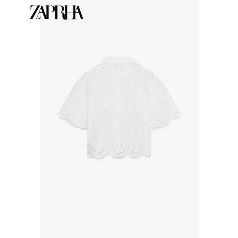 Zaprha 2025 New Arrival French Style Light and Beautiful Loose Cut Out Embroider Short Sleeve Shirt for Women 2298116