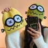 Kpop Cute Cartoon Cuff Beanie Cap Women's Candy Color Big Eyes Smile Skullies Hat Fashion Streetwear Student Warm Winter Knitted Hat