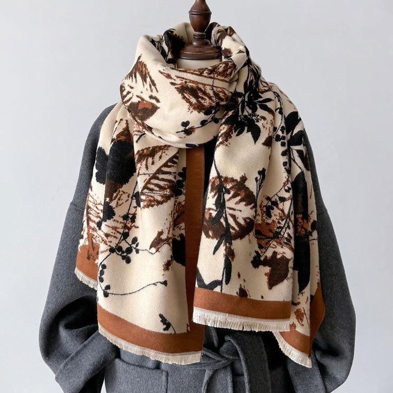 Шарф женский новый зимний теплый платок двойного назначения искусственный кашемировый шарф для защиты шеи