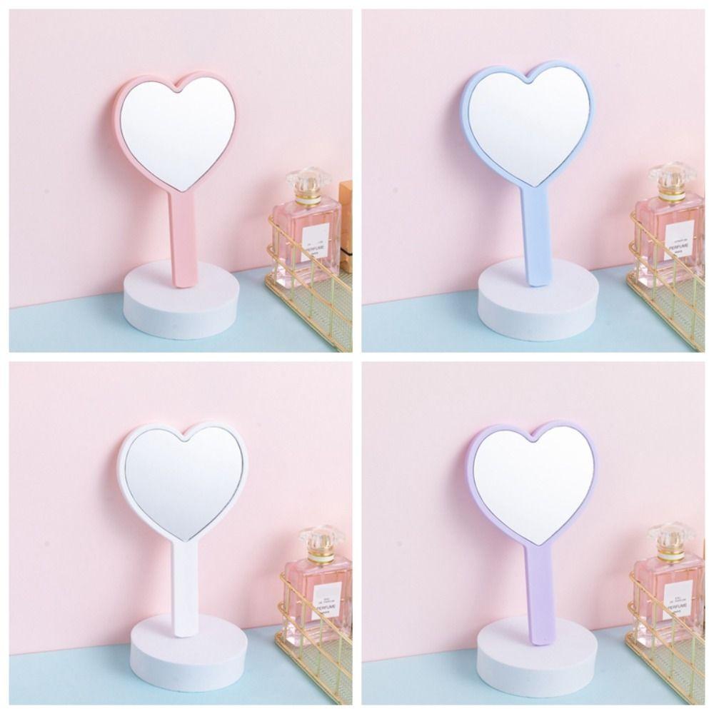 Cute Love Makeup Mirror Sweet Vanity Mirror Durable Heart Handle Mirror Eyelash Extensions