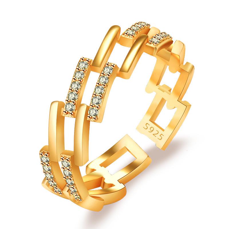 2022 Korean Fashion Women's Diamond Flash Open Ring - Stylish Hollow Design