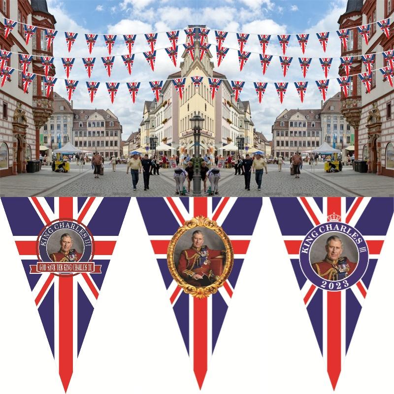 Британский флаг коронации короля Карла ручной 90x150см праздничный полиэстеровый баннер