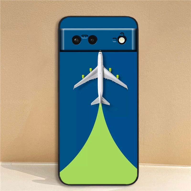 Модный чехол для телефона с рисунком самолета для Google Pixel 10 9a 9 8A 8 7 7A 6 6A Pro XL 2024 5G Черный Мягкий ТПУ Силикон
