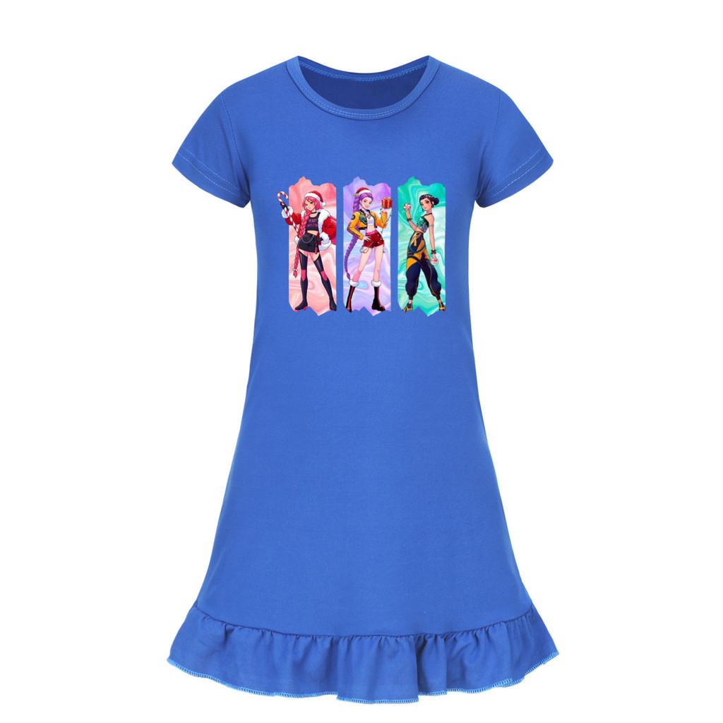 5155 Kids Girls Christmas New Year Mira Zoey Rumi Printed Ruffle Short Sleeves Casual Dress