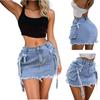 Rose Beauty A Женская джинсовая мини-юбка с высокой талией Y2K с карманами-клапанами и отделкой из тесьмы, необработанным краем, узкая джинсовая юбка, универсальная