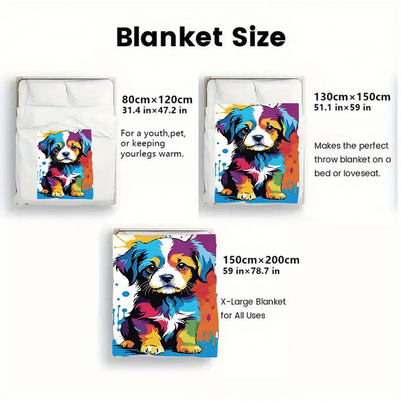 Pop Art Puppy 2D Flat Pattern Flannel Blanket High quality All Seasons Warmth and Comfort Perfect for Christmas Gifts.MMT0918130