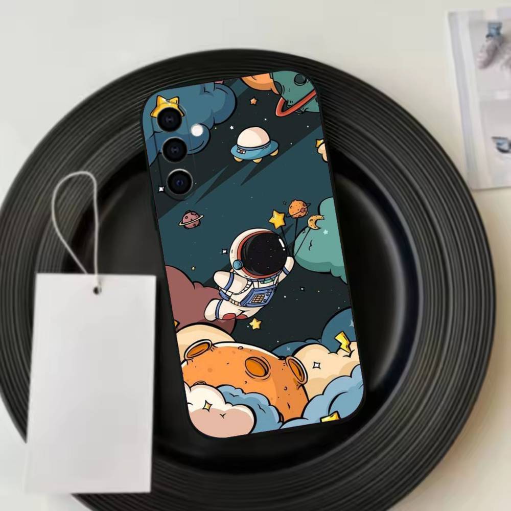 Astronaut S-Silicone Phone Case Black Silicone Soft For Samsung Galaxy A73,A72,A71,A70,A53,A52,A51