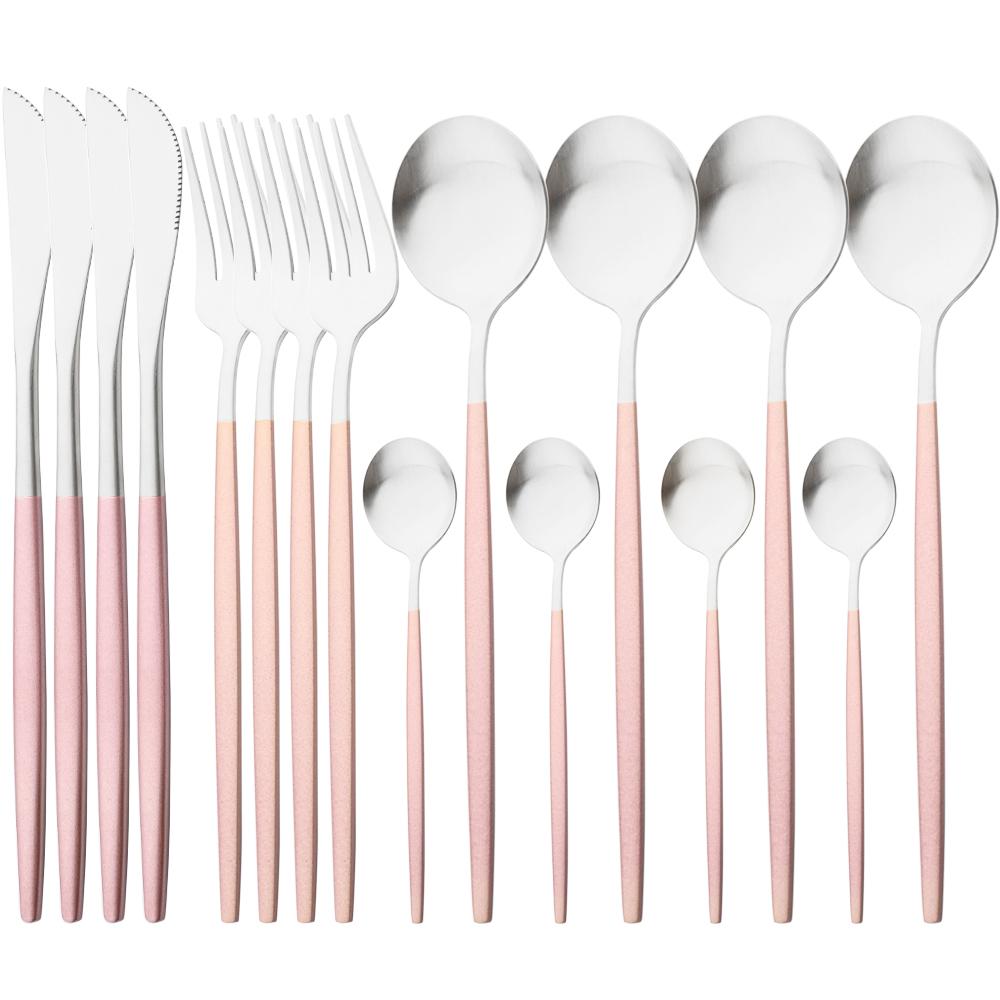 16 шт. матовый набор столовой посуды, серебряная посуда из нержавеющей стали, домашняя ложка, вилка, нож, столовое серебро, западные столовые приборы