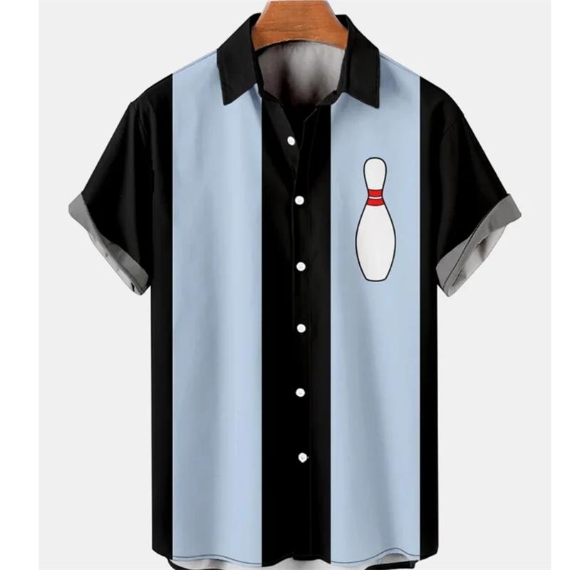 New Vintage Bowling Pattern 3D Print Men's Shirts Classic Street Shirt Oversized Men Womens Clothes Blouse