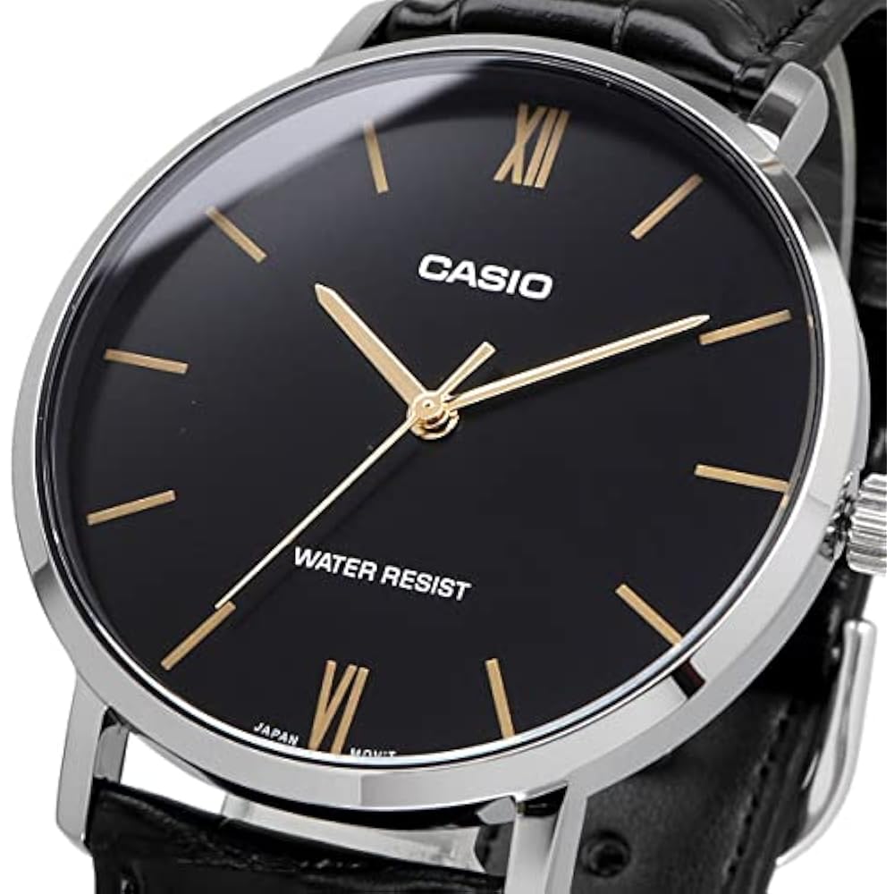 [Casio] CASIO Quartz Men's Watch MTP-VT01L-1B Black x Black Leather Band Overseas Model [Parallel...