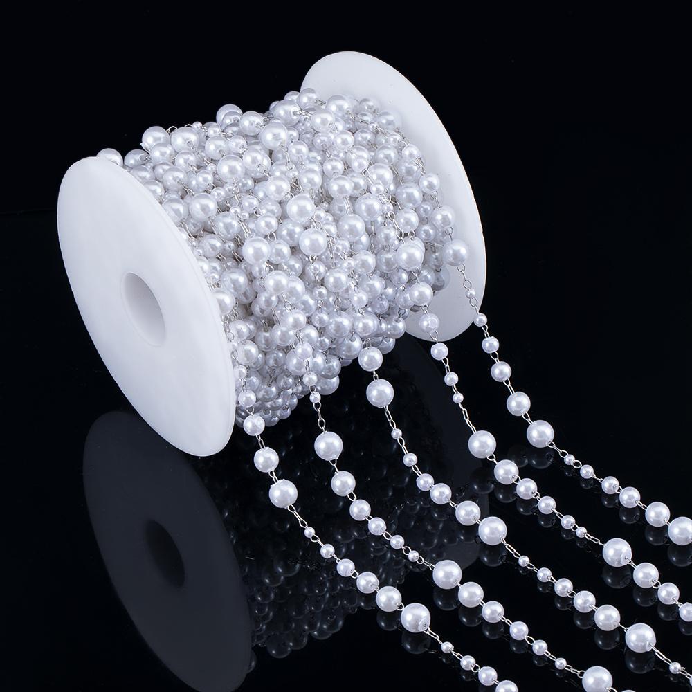 0.5M 1M Irregular Imitation Pearl Beaded Chains Metal Necklaces Bracelets Bead Chain Women Clothing Jewelry Making DIY Supplies