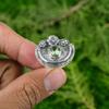 Natural Green Amethyst Sterling Silver Promise Flower Bezel Sister Ring Jewelry