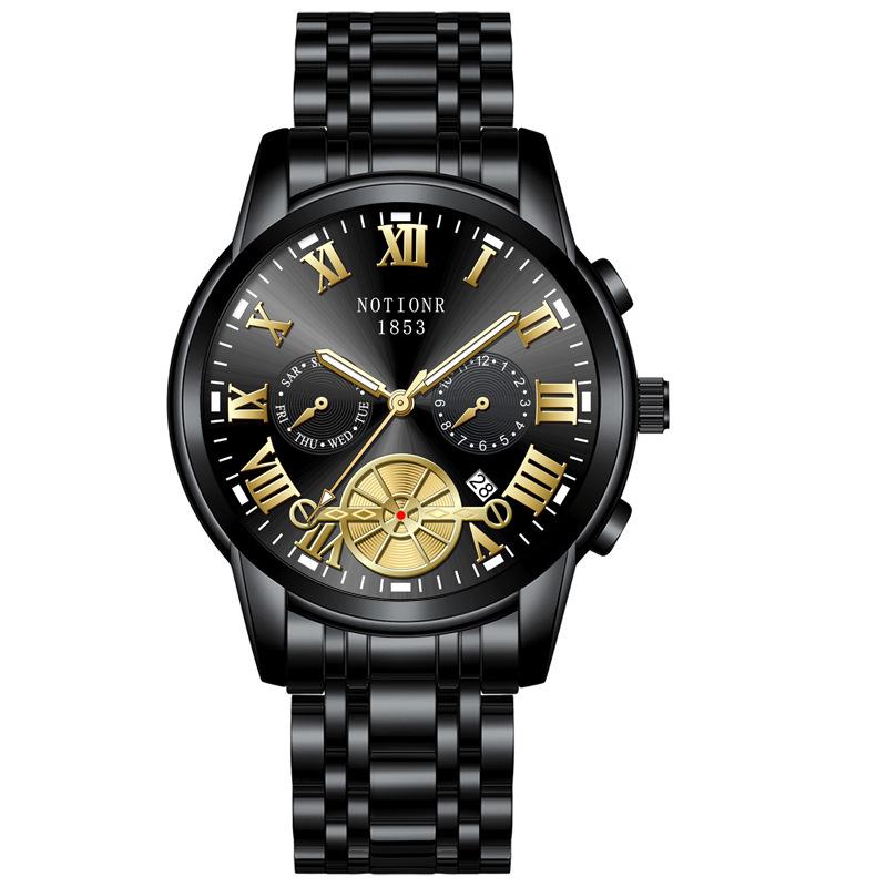 Мужские модные часы с турбийоном Кварцевые часы Модные деловые спортивные мужские часы Часы из нержавеющей стали Мужские часы со стальным браслетом