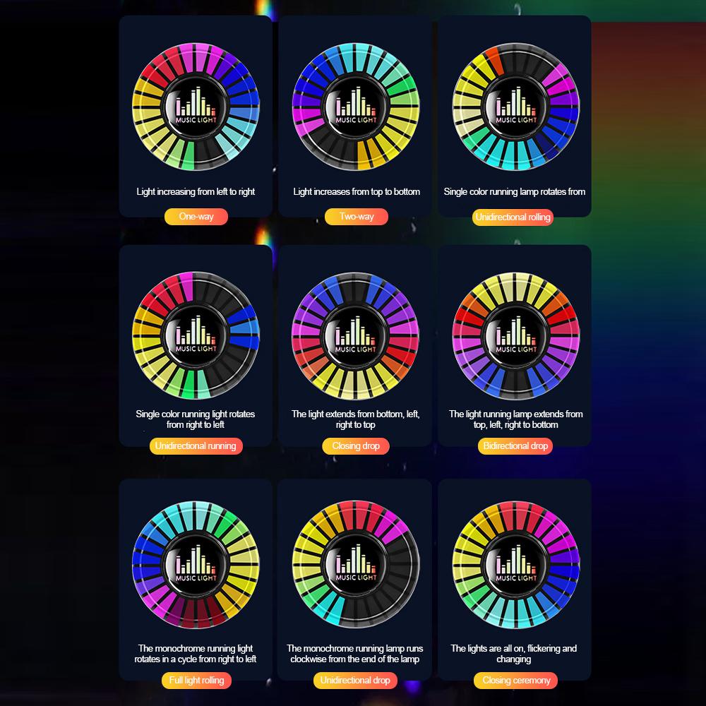 Автомобильная музыкальная ритм-подсветка Управление звуком и управление приложениями Светодиодная RGB-лампа Освежитель воздуха Перезаряжаемая через USB Ритм-подсветка с голосовой активацией Пикап Атмосферная подсветка