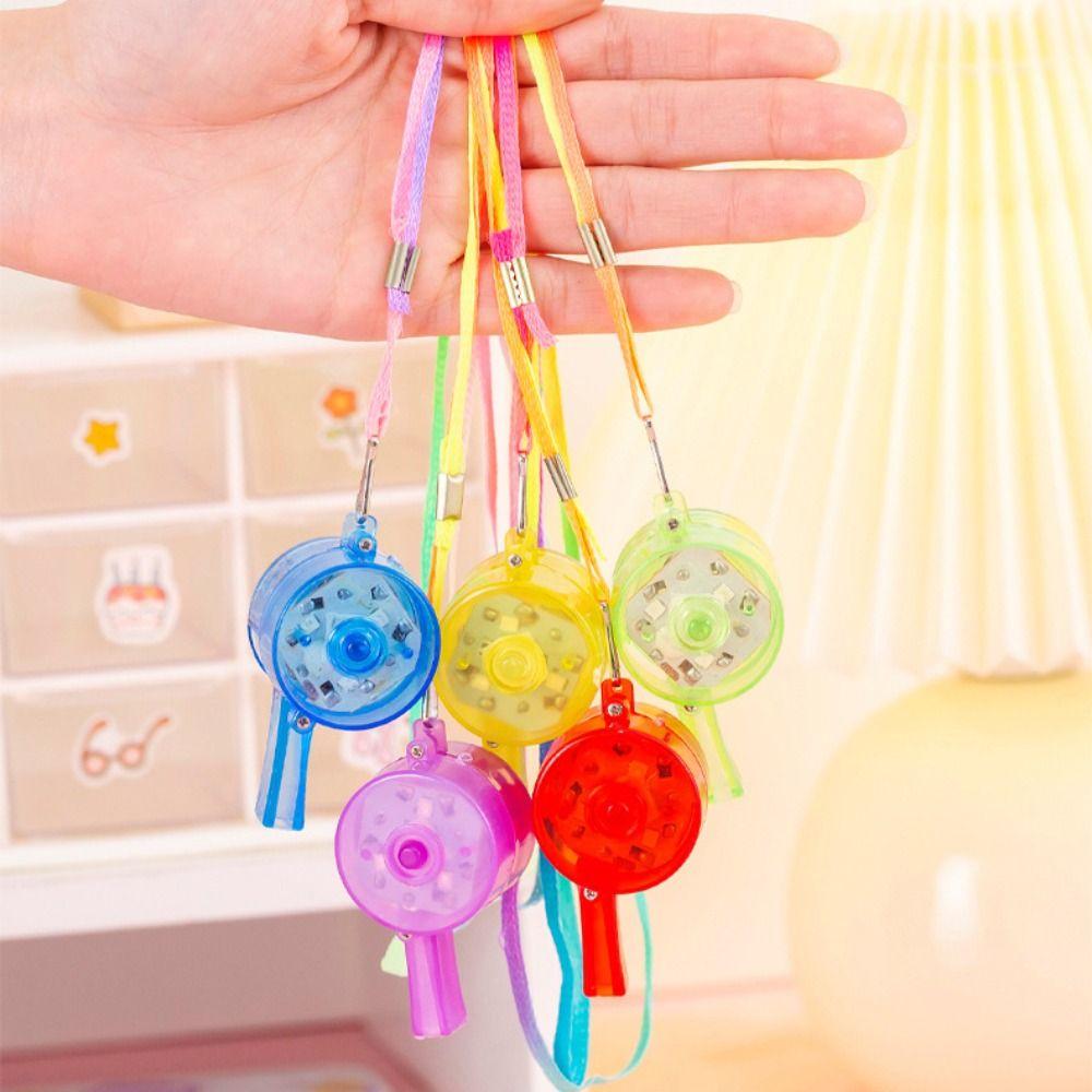 5 PCS with Lanyard LED Light Whistle Plastic Flashing Whistle Creative Party Whistle