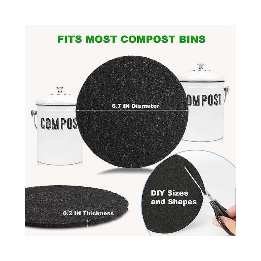 10Pcs Charcoal Filter for Compost Bucket 6.7 Inch Kitchen Activated Carbon Compost Bin Filter Replace for Countertop Bin