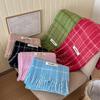 Korean Style Mid-Length Plaid Tassel Scarf for Women