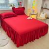 Сплошной цвет юбка-кровать, кружевная юбка с рюшами, 1 шт., чехол для кровати, покрывало для спальни, юбка-кровать, нескользящий чехол для матраса, простыня, покрывало