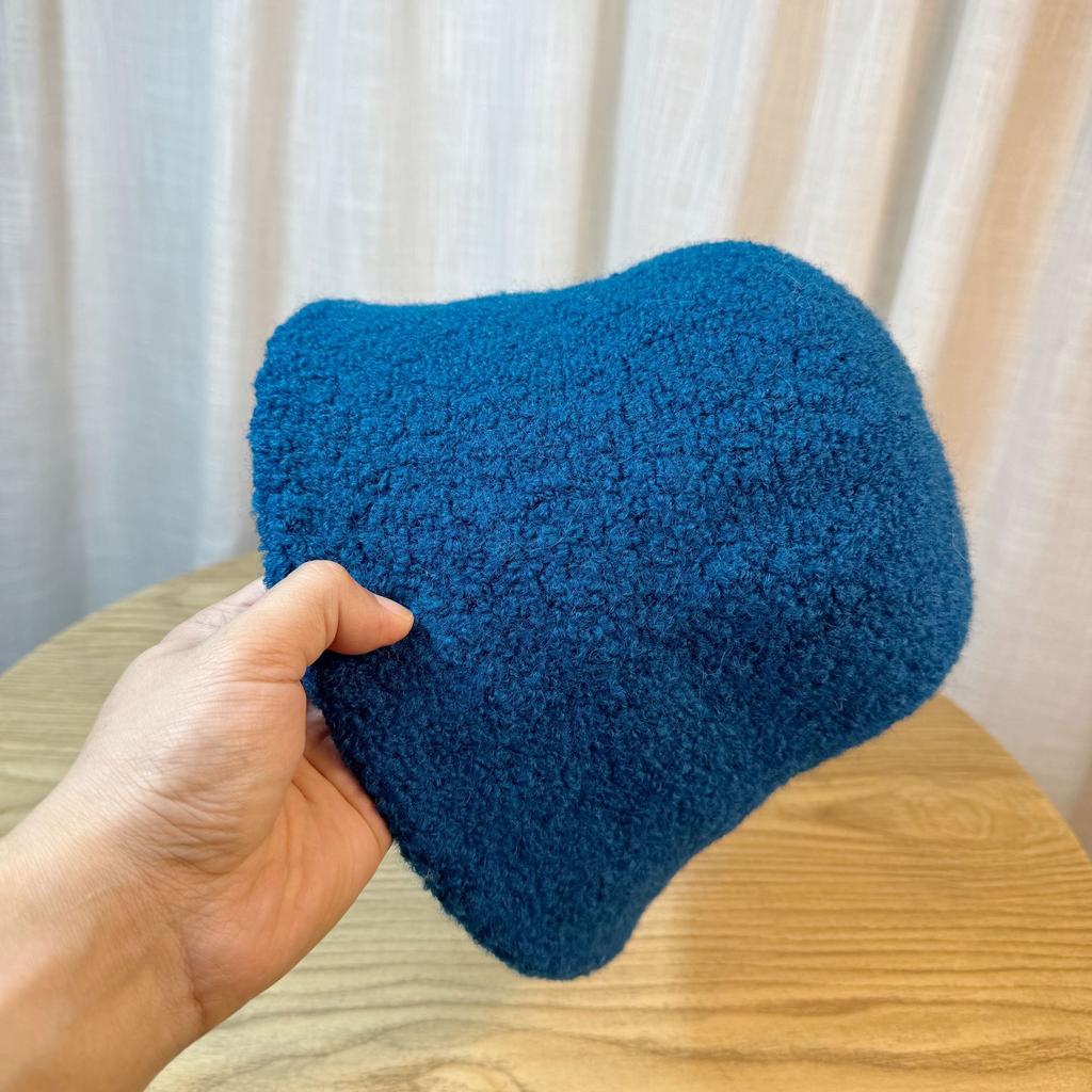 Lamb Wool Bucket Hat Women's Autumn and Winter Thickened Warm Basin Hat Solid Color Wool Bucket Hat