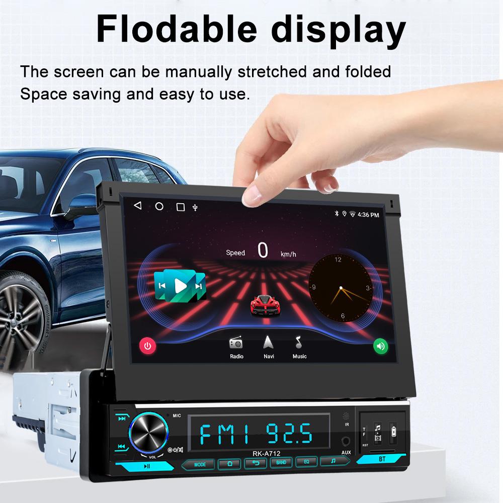 Reakosound 7-дюймовый HD беспроводной Android Auto CarPlay 1Din видео мультимедиа MP5-плеер выдвижной экран зеркальная связь автомобильный BT/FM/USB/AUX