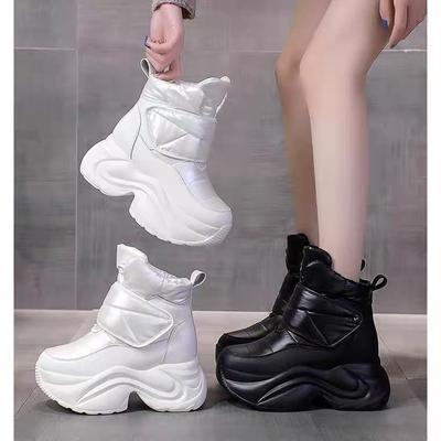 Женские ботинки Мартина на платформе, увеличивающие рост, водонепроницаемые зимние ботинки на флисовой подкладке