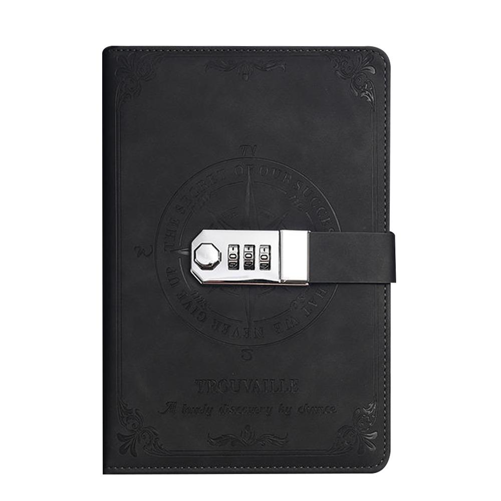 PU Leather Notepad With Password Lock Diary Notebook Creative School Office Supplies