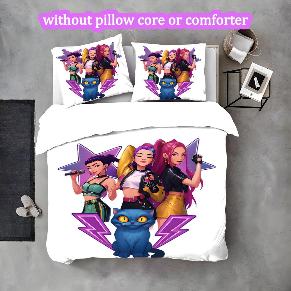 Kpop Duvet Cover Set - 3pcs Polyester Bedding Set with Digital Print, 1 Comforter Cover & 2 Pillow Shams