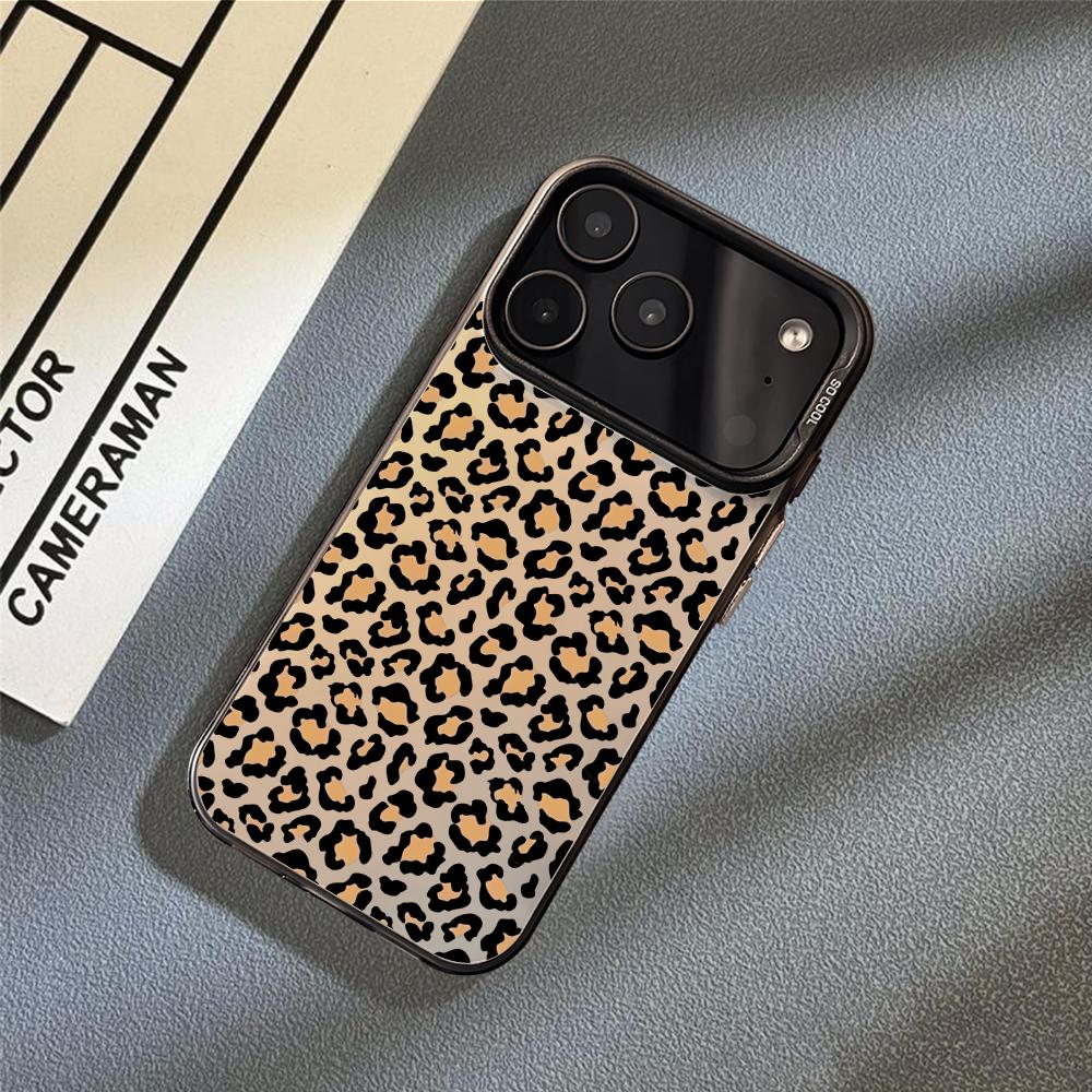 INS Чехол для телефона с леопардовым принтом для iPhone 17 16 15 14 13 12 11 Pro Max Air Матовый Лазерный Аврора Ударопрочный Funda
