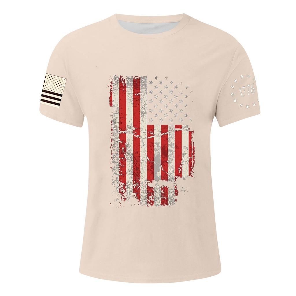 Мужская футболка с принтом ко Дню независимости, мужской свободный повседневный топ с короткими рукавами