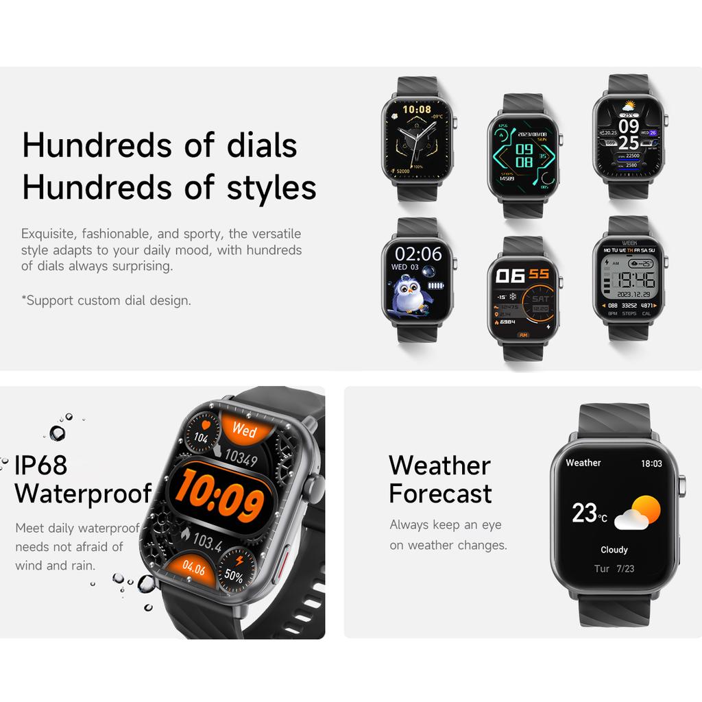 2025 НОВИНКА Горячие Умные Часы 1,83'' HD Экран 1000 мАч Большая Батарея Наручные Часы для Спорта Bluetooth Звонок IP68 Водонепроницаемые для Мужчин Женщин