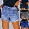 Женские летние джинсовые шорты с высокой талией, рваные, эластичные джинсовые шорты