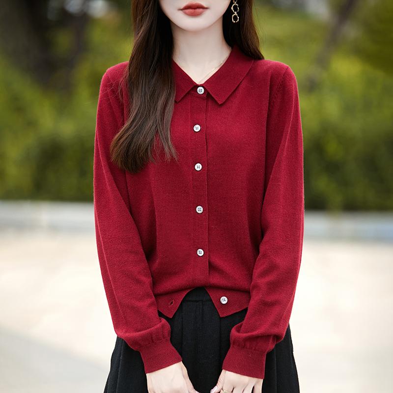Женский кашемировый кардиган Qinghe кашемир 50% шерсть 50% шелк Женский осенне-зимний кашемировый кардиган мягкий и теплый