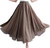 Длинная шифоновая юбка-баллон с круговой резинкой и подкладкой, единый размер подходит для женской талии размера 1/2 плюс, присборенная, расклешенная, (Коричневый Бежевый, Все)