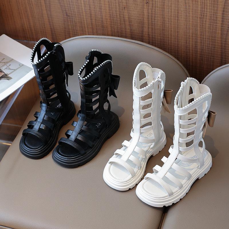 Обувь для девочек Детские римские сандалии с жемчугом Новые летние детские сандалии с бантом для девочек Прилив