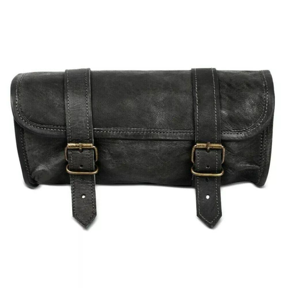 Сумка для инструментов, кожаное седло для мотоцикла, черная седельная сумка для мотоцикла с рулонной боковиной, багаж