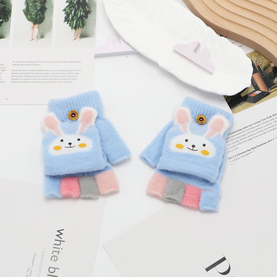 Kids' Winter Fingerless Flip-Top Writing Gloves – Warm Half-Finger Gloves for Boys & Girls