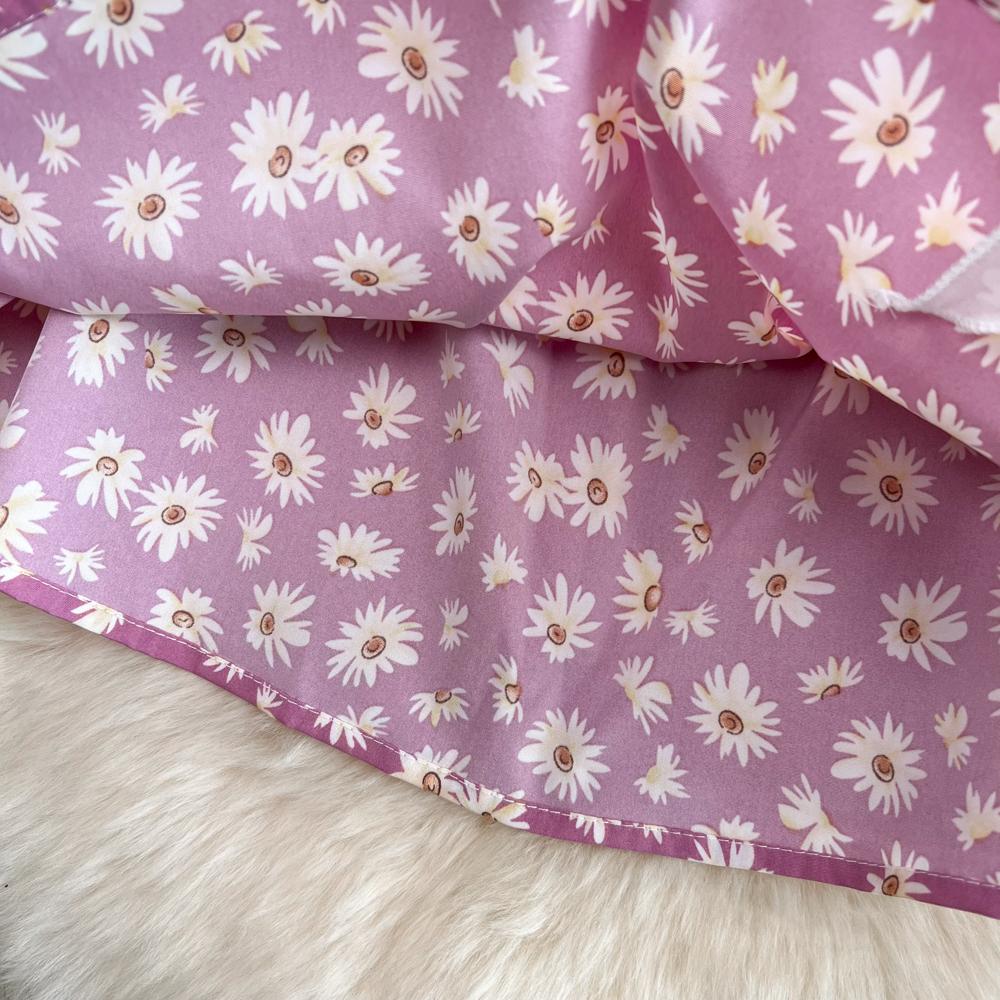 Women Summer Floral Print Two Piece Slim Vacation Elegant Ladies A Line Short Dress