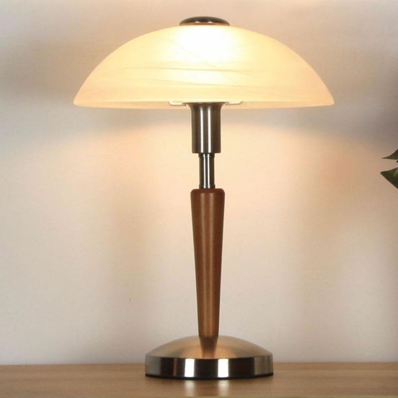 Retro American Solid Wood Glass Table Lamp for Bedroom and Living Room - Touch-Control Warm Lighting for Study