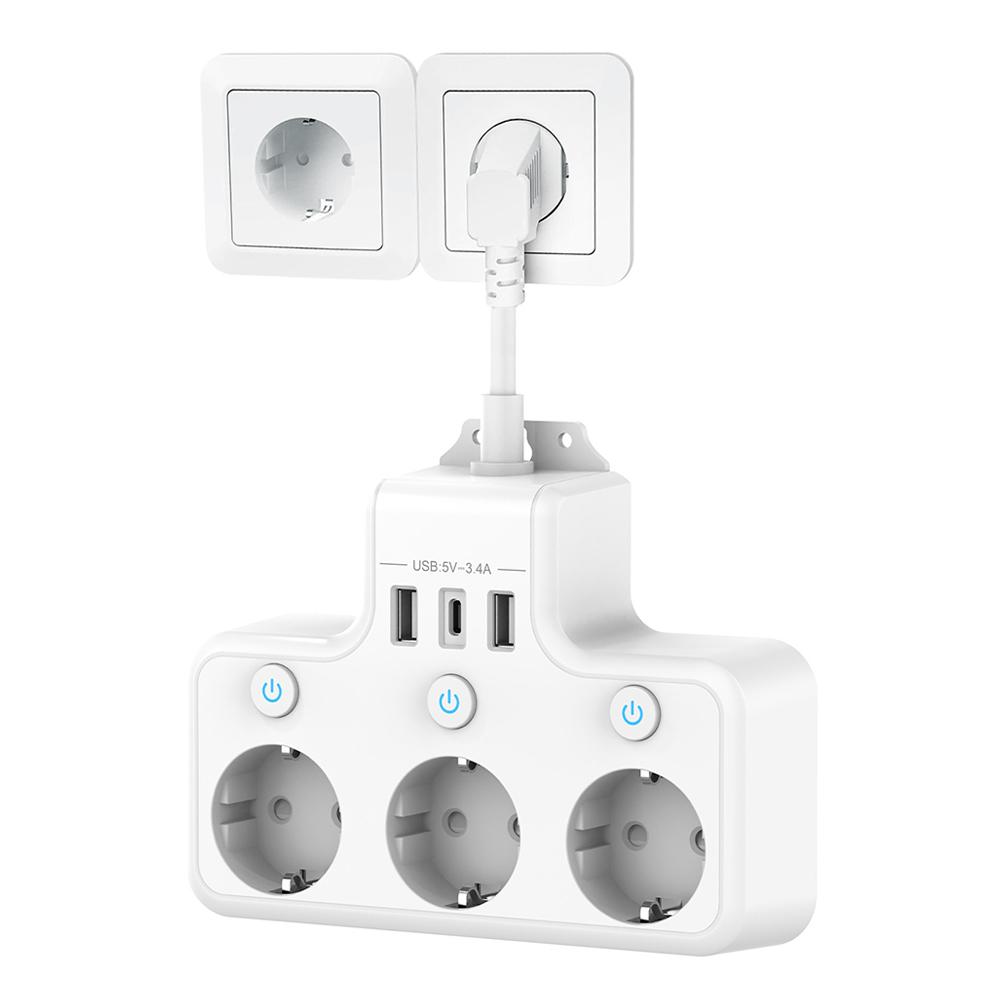 Удлинитель европейского стандарта, многофункциональная розетка, защита от перенапряжения, черная розетка, белая розетка, проводная розетка, 3 гнезда, 3 USB-порта для быстрой зарядки